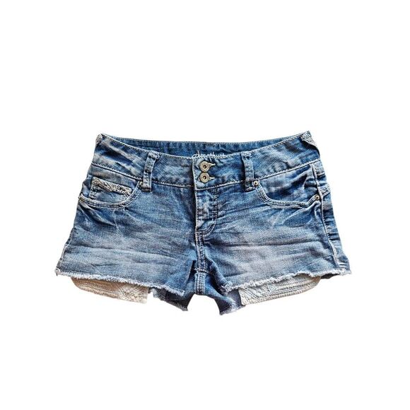 y2k mcbling low-rise denim mini shorts - Picture 1 of 8